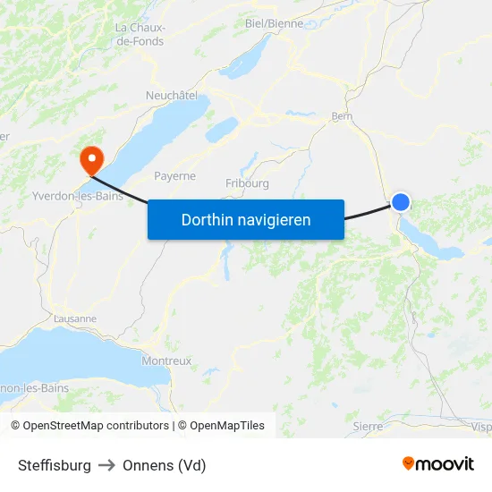 Steffisburg to Onnens (Vd) map