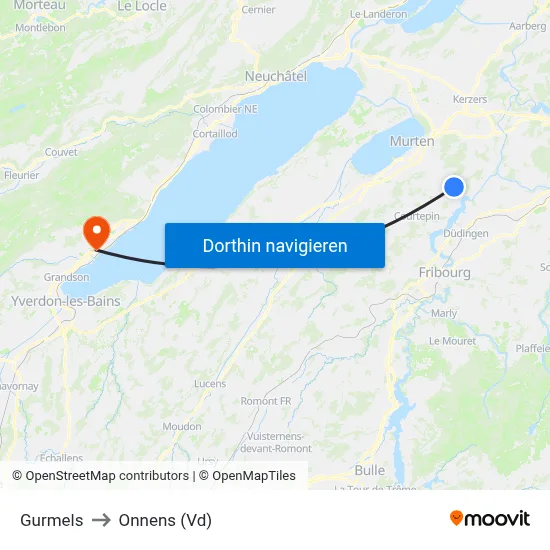 Gurmels to Onnens (Vd) map