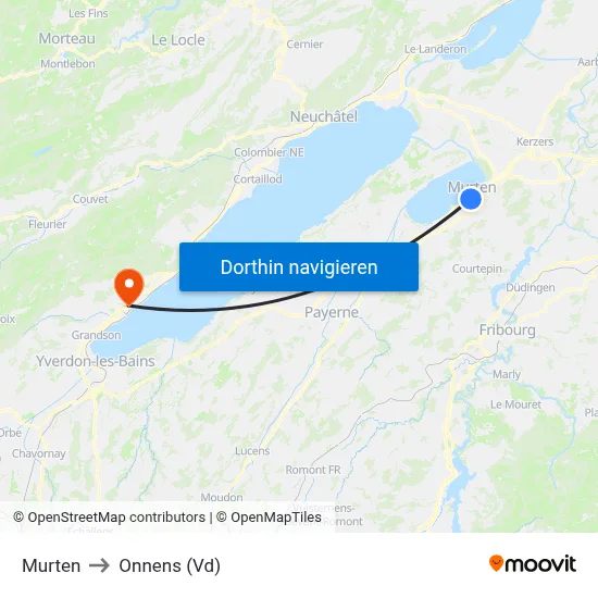 Murten to Onnens (Vd) map