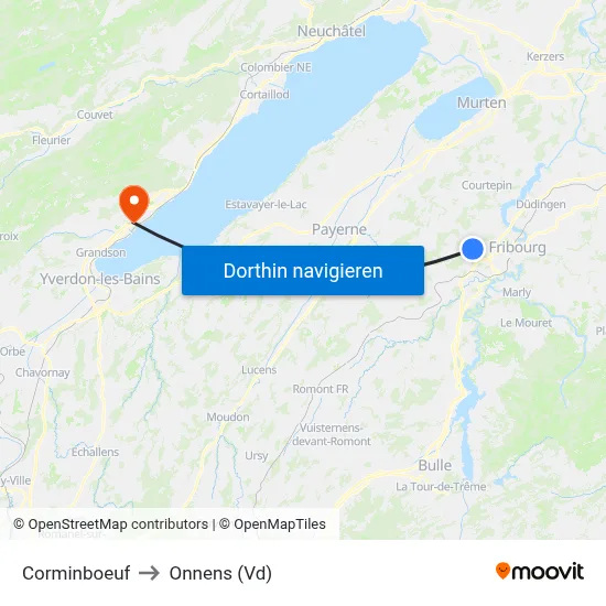 Corminboeuf to Onnens (Vd) map
