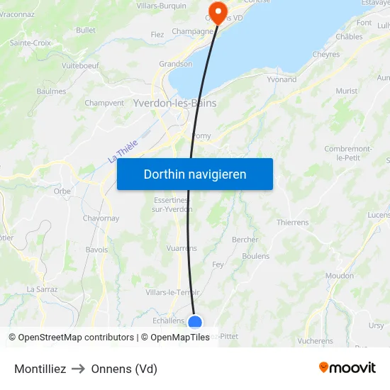 Montilliez to Onnens (Vd) map