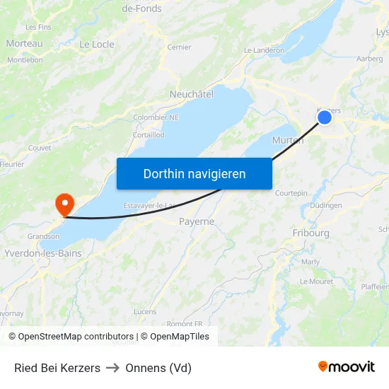 Ried Bei Kerzers to Onnens (Vd) map