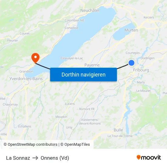 La Sonnaz to Onnens (Vd) map