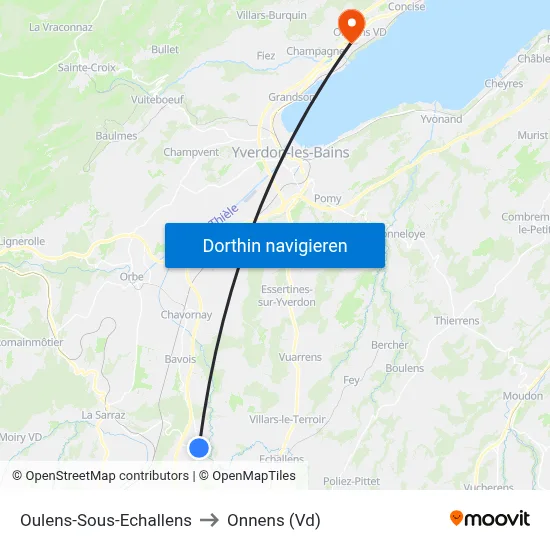 Oulens-Sous-Echallens to Onnens (Vd) map