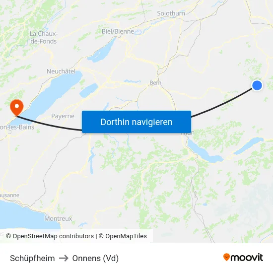 Schüpfheim to Onnens (Vd) map