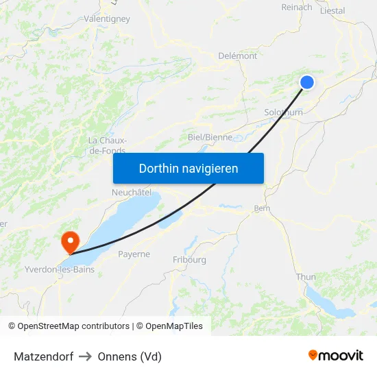 Matzendorf to Onnens (Vd) map