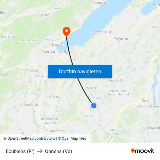 Ecublens (Fr) to Onnens (Vd) map