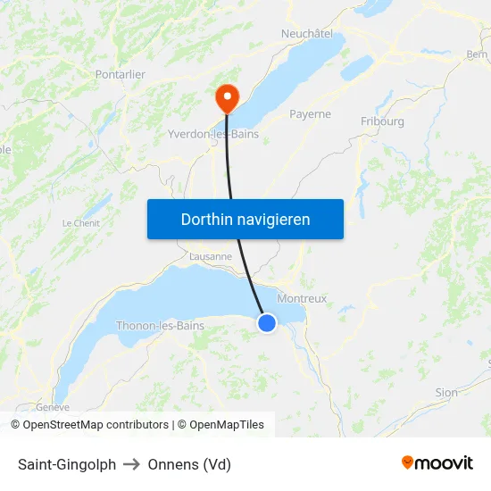 Saint-Gingolph to Onnens (Vd) map