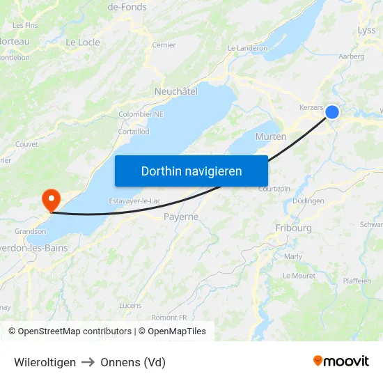 Wileroltigen to Onnens (Vd) map
