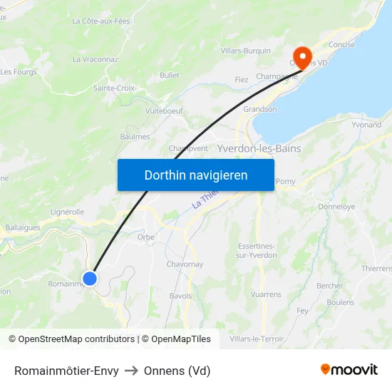 Romainmôtier-Envy to Onnens (Vd) map