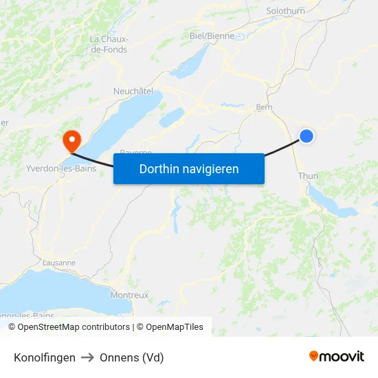 Konolfingen to Onnens (Vd) map