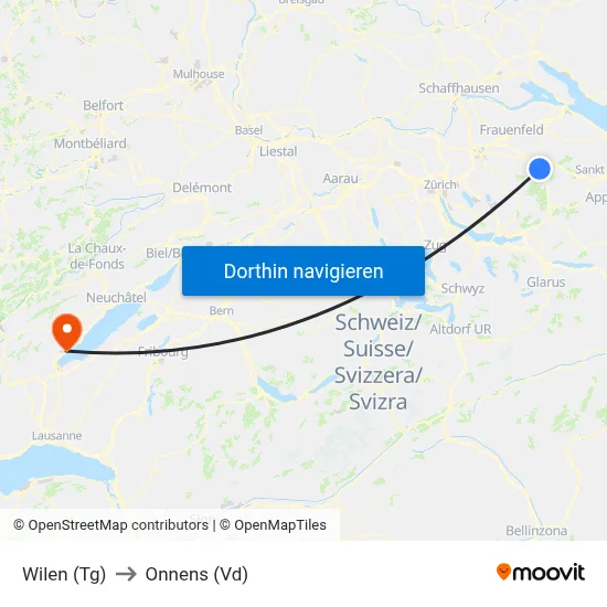 Wilen (Tg) to Onnens (Vd) map