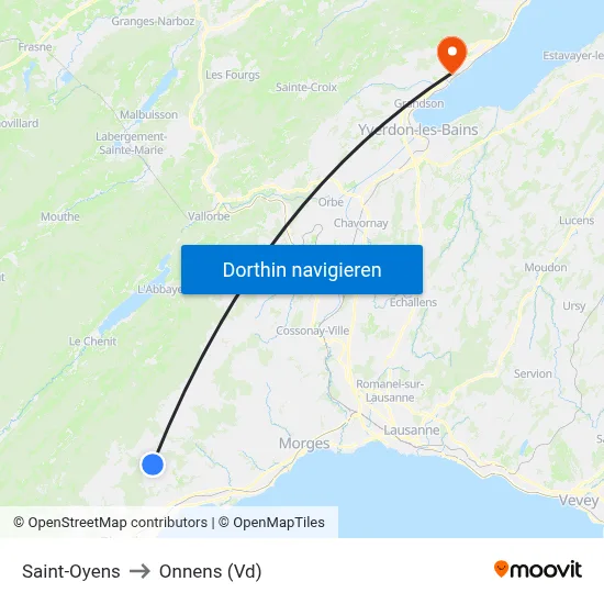 Saint-Oyens to Onnens (Vd) map
