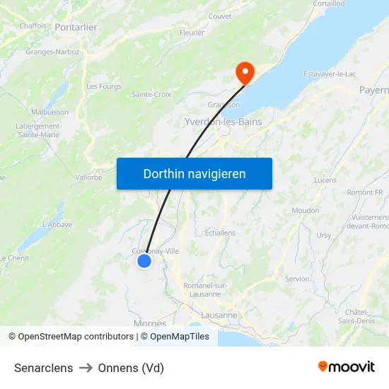 Senarclens to Onnens (Vd) map