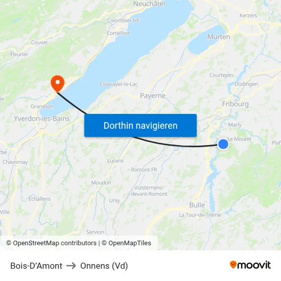 Bois-D’Amont to Onnens (Vd) map