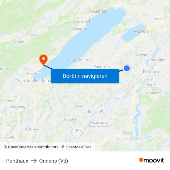 Ponthaux to Onnens (Vd) map