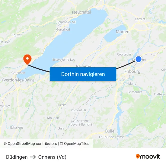 Düdingen to Onnens (Vd) map