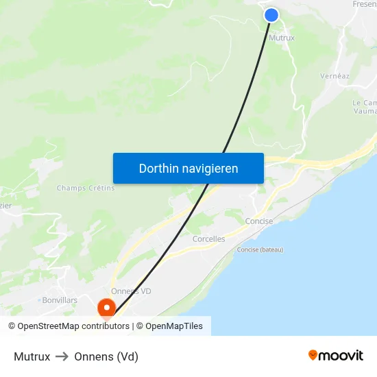 Mutrux to Onnens (Vd) map