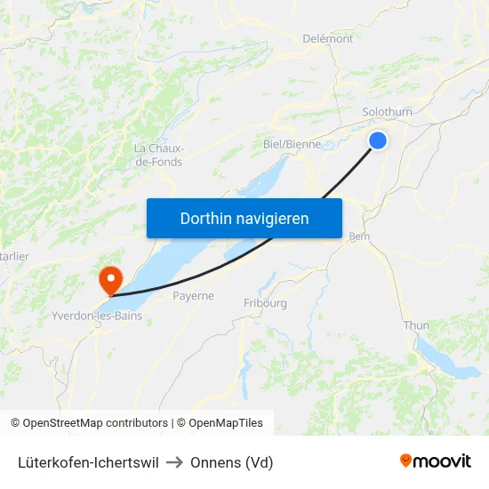 Lüterkofen-Ichertswil to Onnens (Vd) map
