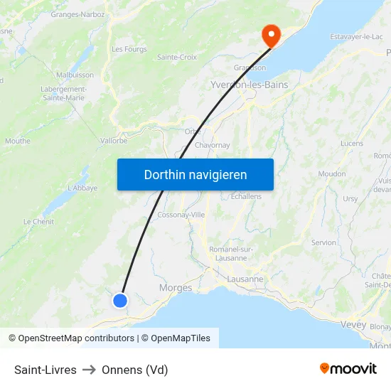 Saint-Livres to Onnens (Vd) map