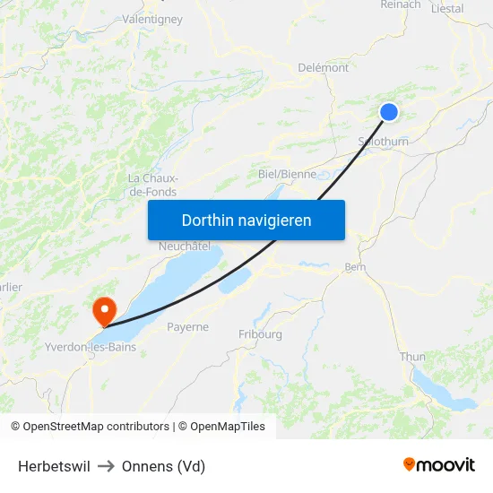 Herbetswil to Onnens (Vd) map