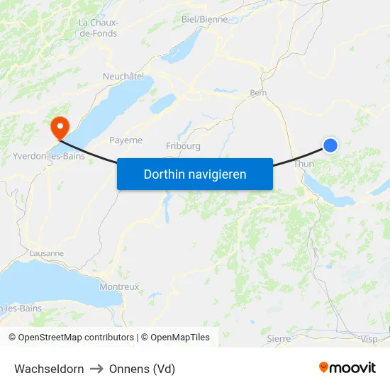 Wachseldorn to Onnens (Vd) map