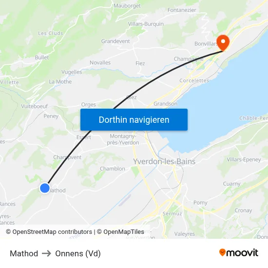 Mathod to Onnens (Vd) map