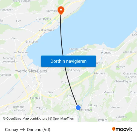 Cronay to Onnens (Vd) map