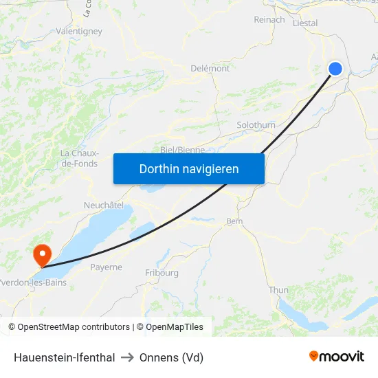 Hauenstein-Ifenthal to Onnens (Vd) map