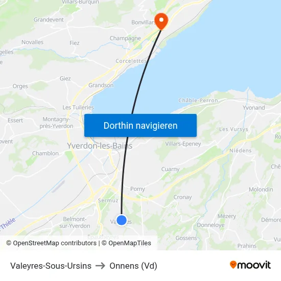 Valeyres-Sous-Ursins to Onnens (Vd) map