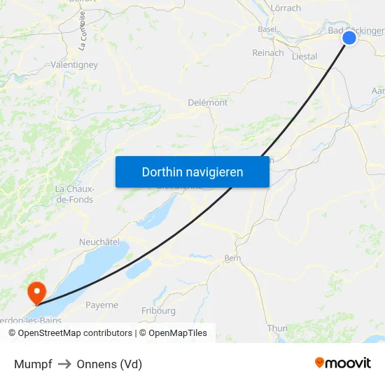 Mumpf to Onnens (Vd) map