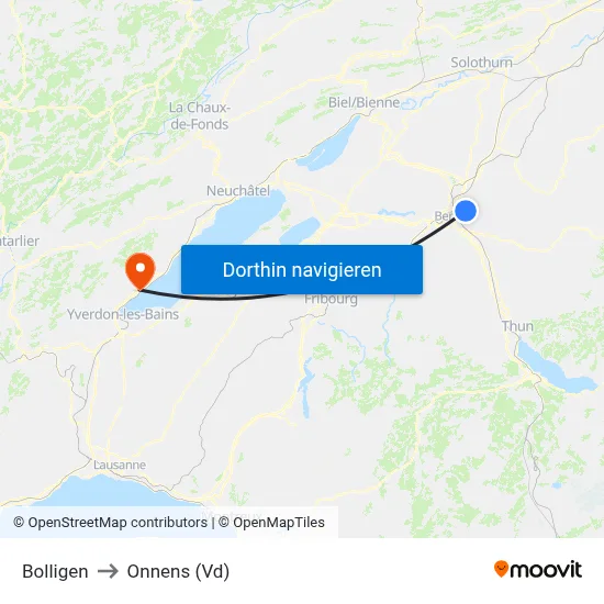 Bolligen to Onnens (Vd) map