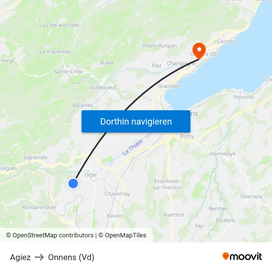 Agiez to Onnens (Vd) map