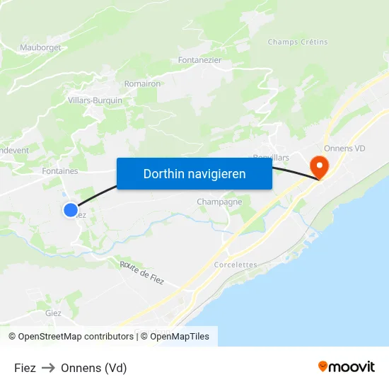 Fiez to Onnens (Vd) map