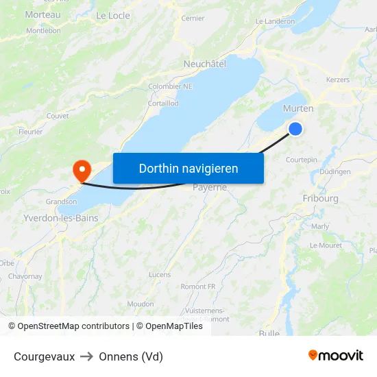 Courgevaux to Onnens (Vd) map