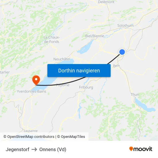 Jegenstorf to Onnens (Vd) map