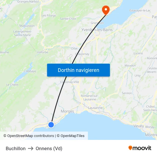 Buchillon to Onnens (Vd) map