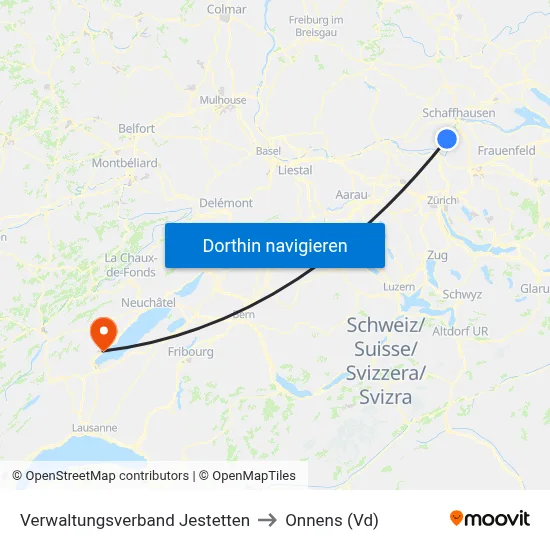 Verwaltungsverband Jestetten to Onnens (Vd) map