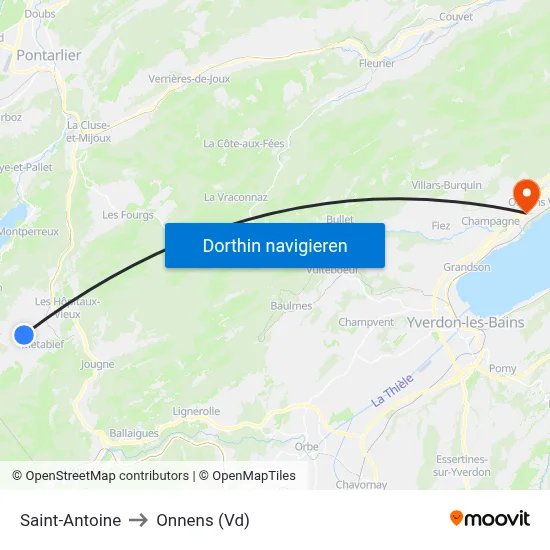 Saint-Antoine to Onnens (Vd) map