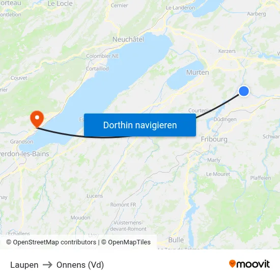 Laupen to Onnens (Vd) map