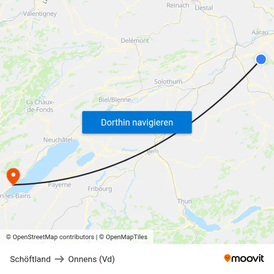 Schöftland to Onnens (Vd) map