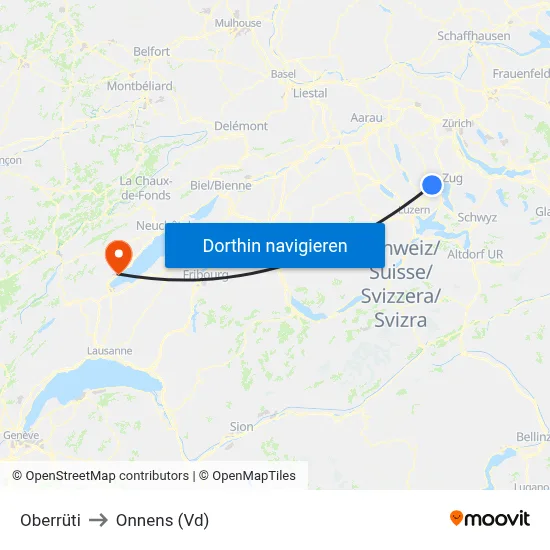 Oberrüti to Onnens (Vd) map