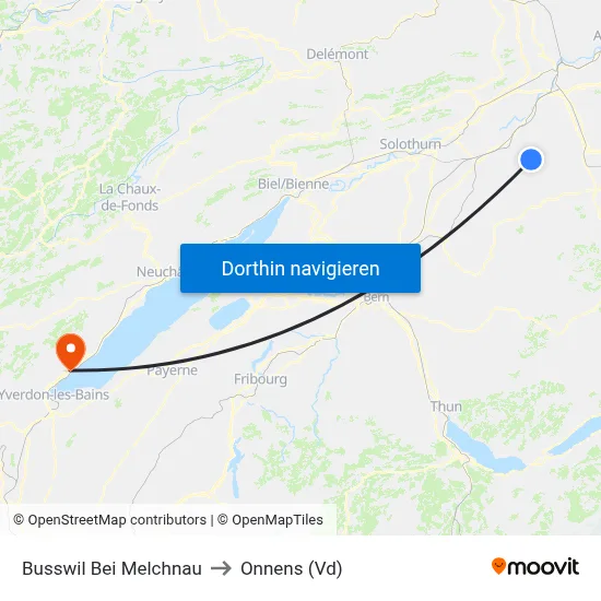 Busswil Bei Melchnau to Onnens (Vd) map