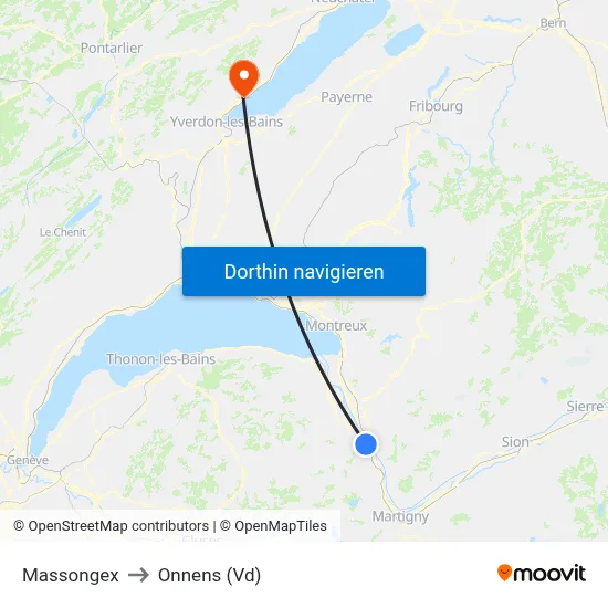 Massongex to Onnens (Vd) map