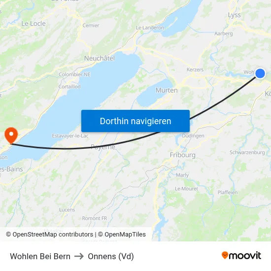 Wohlen Bei Bern to Onnens (Vd) map