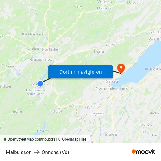 Malbuisson to Onnens (Vd) map