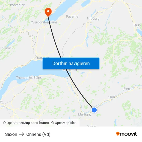 Saxon to Onnens (Vd) map