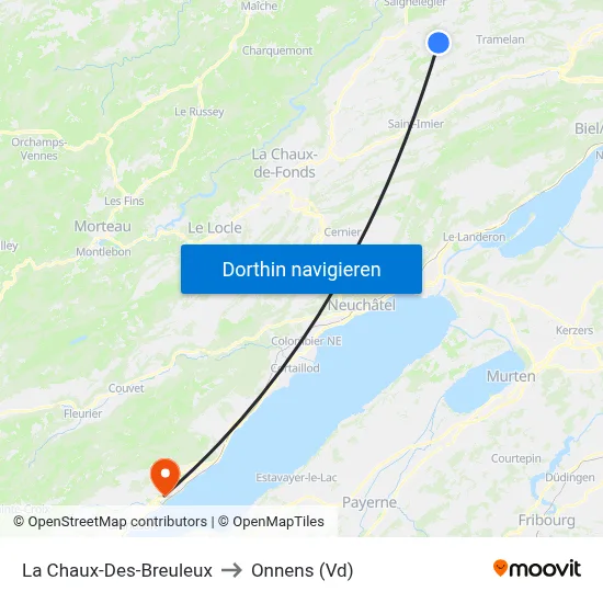 La Chaux-Des-Breuleux to Onnens (Vd) map