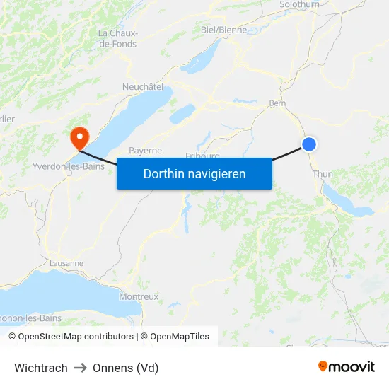 Wichtrach to Onnens (Vd) map