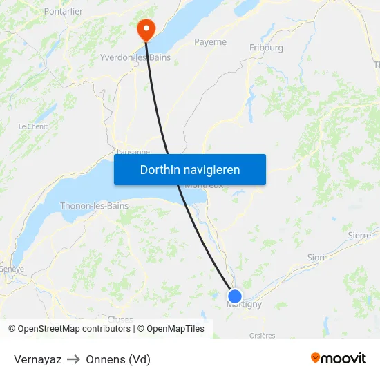 Vernayaz to Onnens (Vd) map